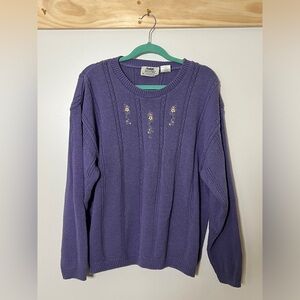 Northern Reflections Chunky Knit Sweater Floral Embroidery Women Size XL